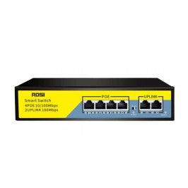 Chia cổng lan POE ROSI 4 cổng + 2 Uplink 100Mbs